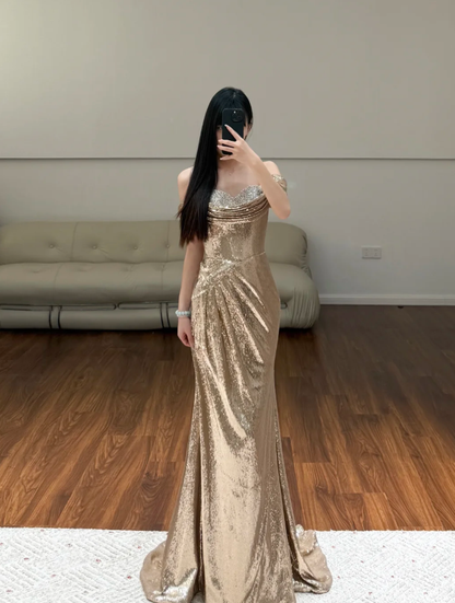 Robe de soirée longue sirène colorée à paillettes, tenue de remise de diplôme fg8362
