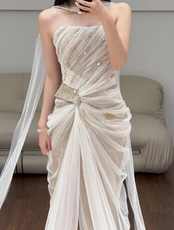 Robe de soirée longue sirène colorée à paillettes, tenue de remise de diplôme fg8362