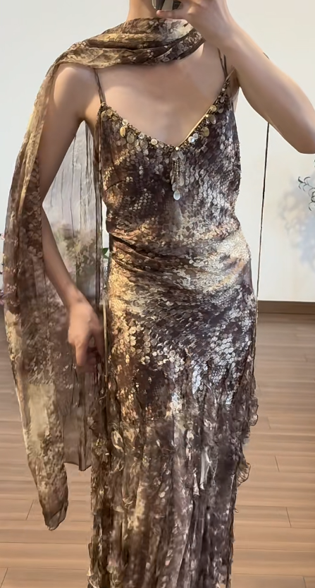 Vintgae Prom Party Dress Chiffon Evening Dress Birthday Outfit  fg8713