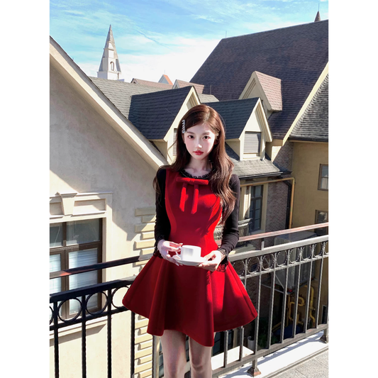 Red autumn/winter silk base layer set  A35