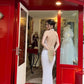 Halter Neck White Sequin Long Prom Dress Elegant Evening Dress fg8257