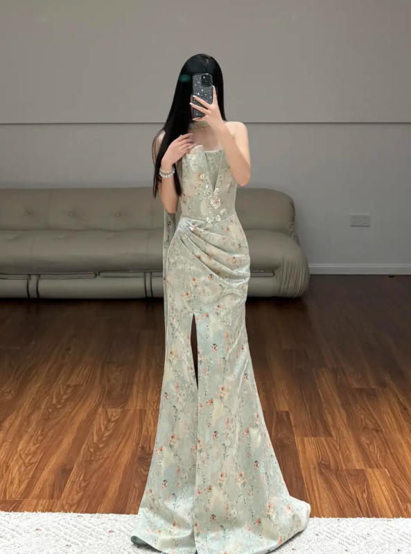 Buntes Meerjungfrau-Partykleid mit Pailletten und langen Abschlusskleidern fg8362