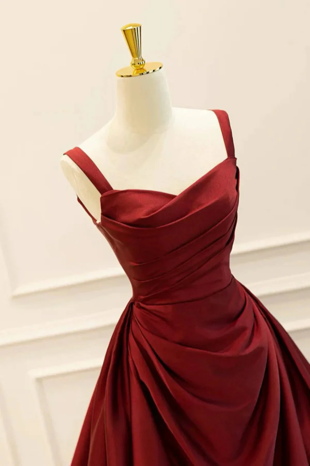 Wine Red Taffeta Straps Party Dress Prom Dress, Wine Red A-line Evening Dress  fg8722