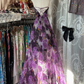 A Line Sleeveless Long Floral Chiffon Evening Dress Prom Dresses fg8230