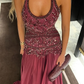 Halter Neck Beaded Long Prom Dress 21st Birthday Outfit fg8228
