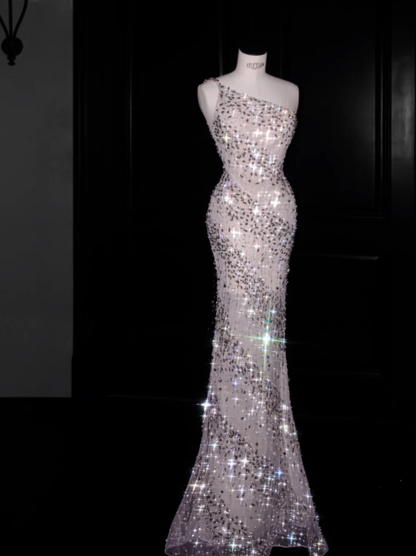Buntes Meerjungfrau-Partykleid mit Pailletten und langen Abschlusskleidern fg8362