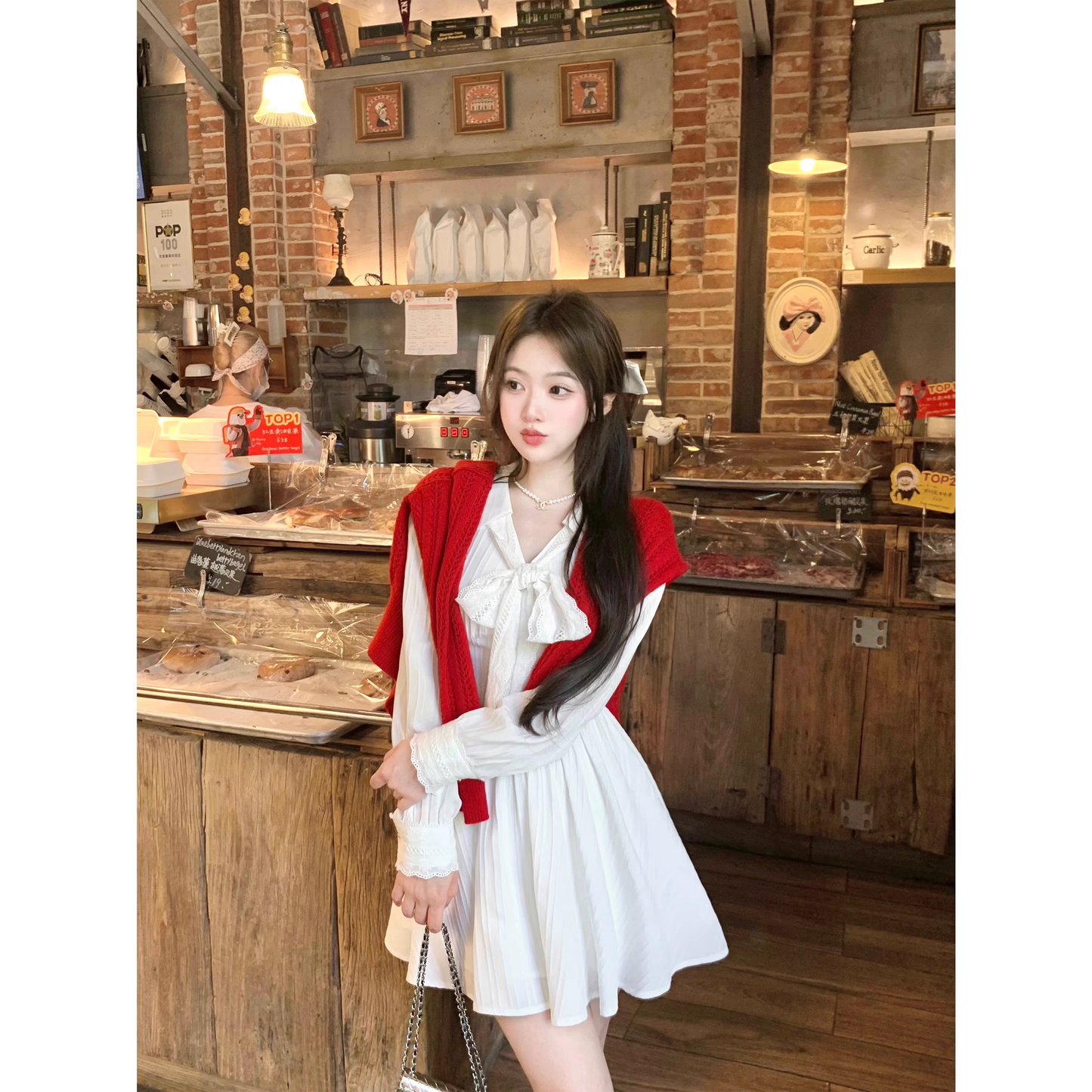 French style long-sleeved shirt dress A148