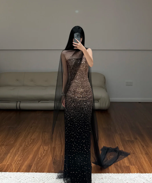 Robe de soirée longue sirène colorée à paillettes, tenue de remise de diplôme fg8362