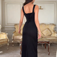 Schwarzes Meerjungfrau-Kleid, sexy, langes Abendkleid, Partykleider fg7763