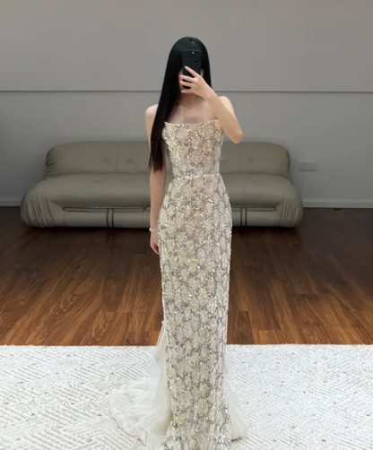 Robe de soirée longue sirène colorée à paillettes, tenue de remise de diplôme fg8362