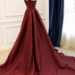 Wine Red Taffeta Straps Party Dress Prom Dress, Wine Red A-line Evening Dress  fg8722