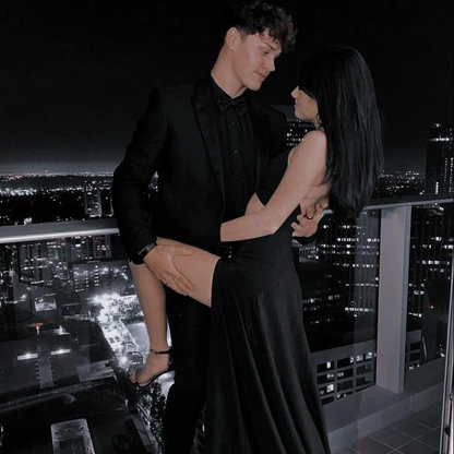 A Line Straps Black Long Backless Prom Dresses Evening Dress fg8516