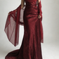 Spaghetti Straps Simple Burgundy Long Prom Dress      fg1794