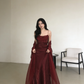 Spaghetti Straps Simple Burgundy Long Prom Dress      fg1794
