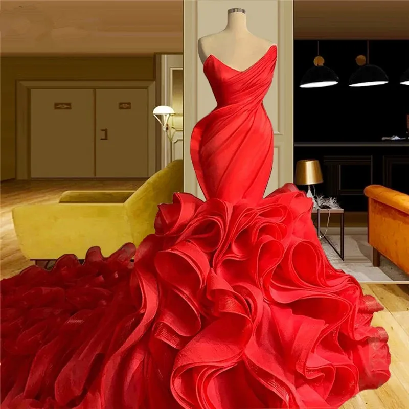 Ruffle rose mermaid wedding dress, bridal gown     fg2575