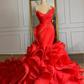 Ruffle rose mermaid wedding dress, bridal gown     fg2575