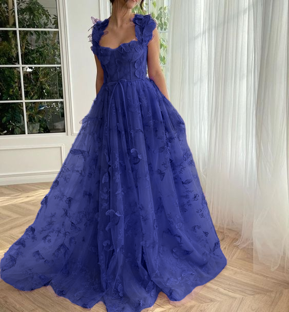 Butterfly Purple Prom Gown, Elegant Long Prom Dresses      fg3363