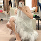 Robe de bal courte blanche, robe de cocktail tendance fg3488