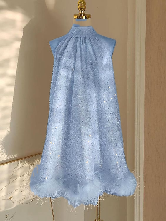 Robe de bal courte blanche, robe de cocktail tendance fg3488