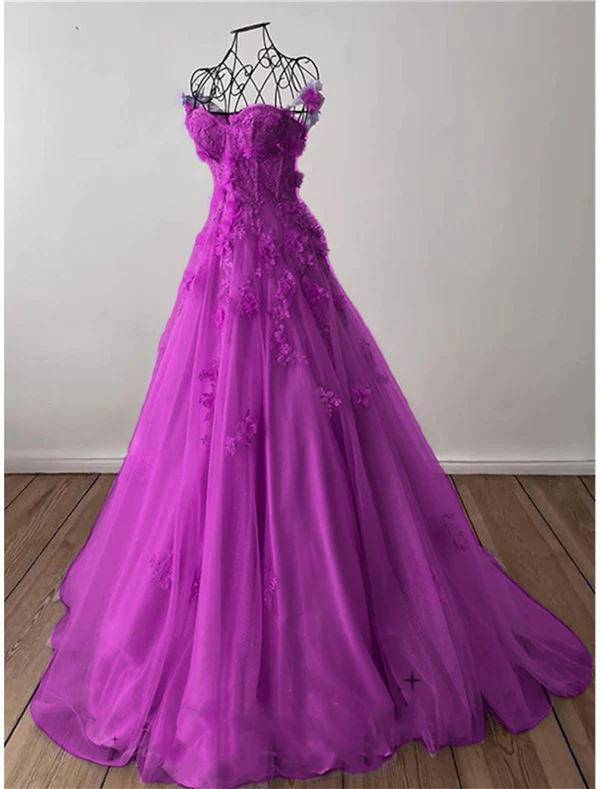 Robe de bal trapèze élégante, traîne courte, sans manches, décolleté en cœur, tulle plissé, paillettes appliquées, fg4690