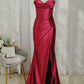 Burgundy Long Prom Dress with High Slit,Formal Graduation Evening Dresses       fg4760