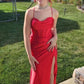 Burgundy Long Prom Dress with High Slit,Formal Graduation Evening Dresses       fg4760