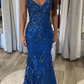 Designer Spaghetti Straps Long Mermaid Sleeveless Prom Dress       fg4826