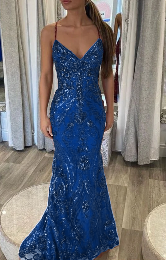 Designer Spaghetti Straps Long Mermaid Sleeveless Prom Dress       fg4826