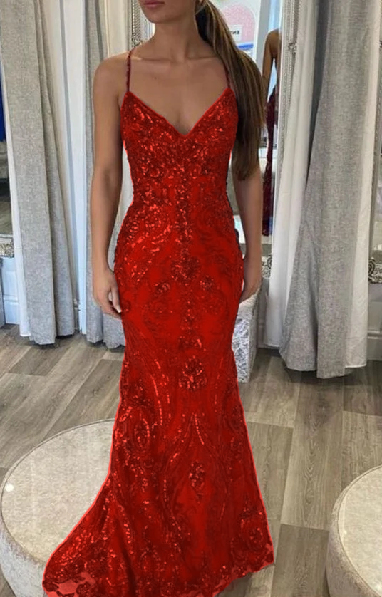 Designer Spaghetti Straps Long Mermaid Sleeveless Prom Dress       fg4826