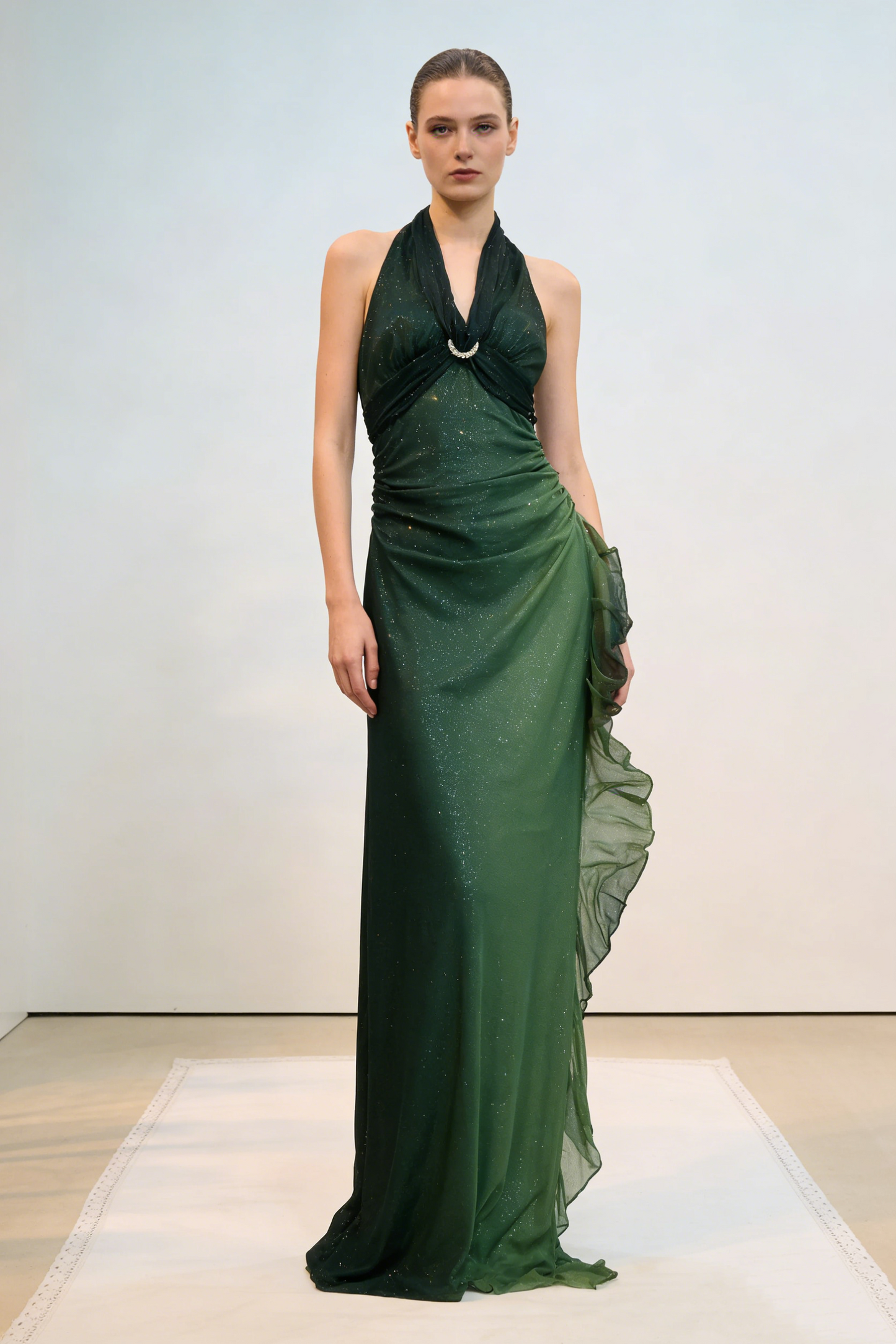 Sexy Halter Ombre Green Chiffon Backless Long Prom Dress Evening Dress formalgowns Sexy Halter Ombre Green Chiffon Backless Long Prom Dress Evening Dress formalgowns