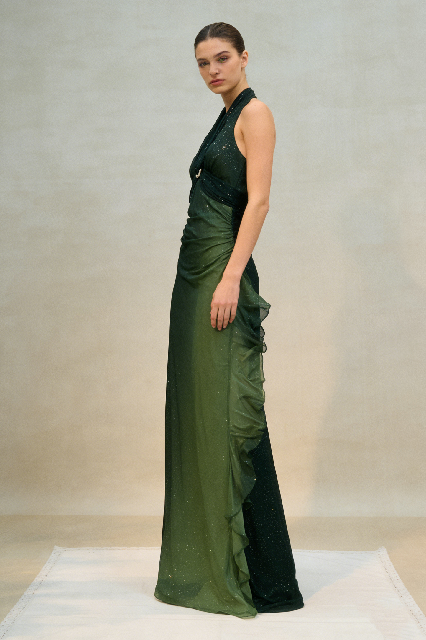 Sexy Halter Ombre Green Chiffon Backless Long Prom Dress Evening Dress formalgowns Sexy Halter Ombre Green Chiffon Backless Long Prom Dress Evening Dress formalgowns