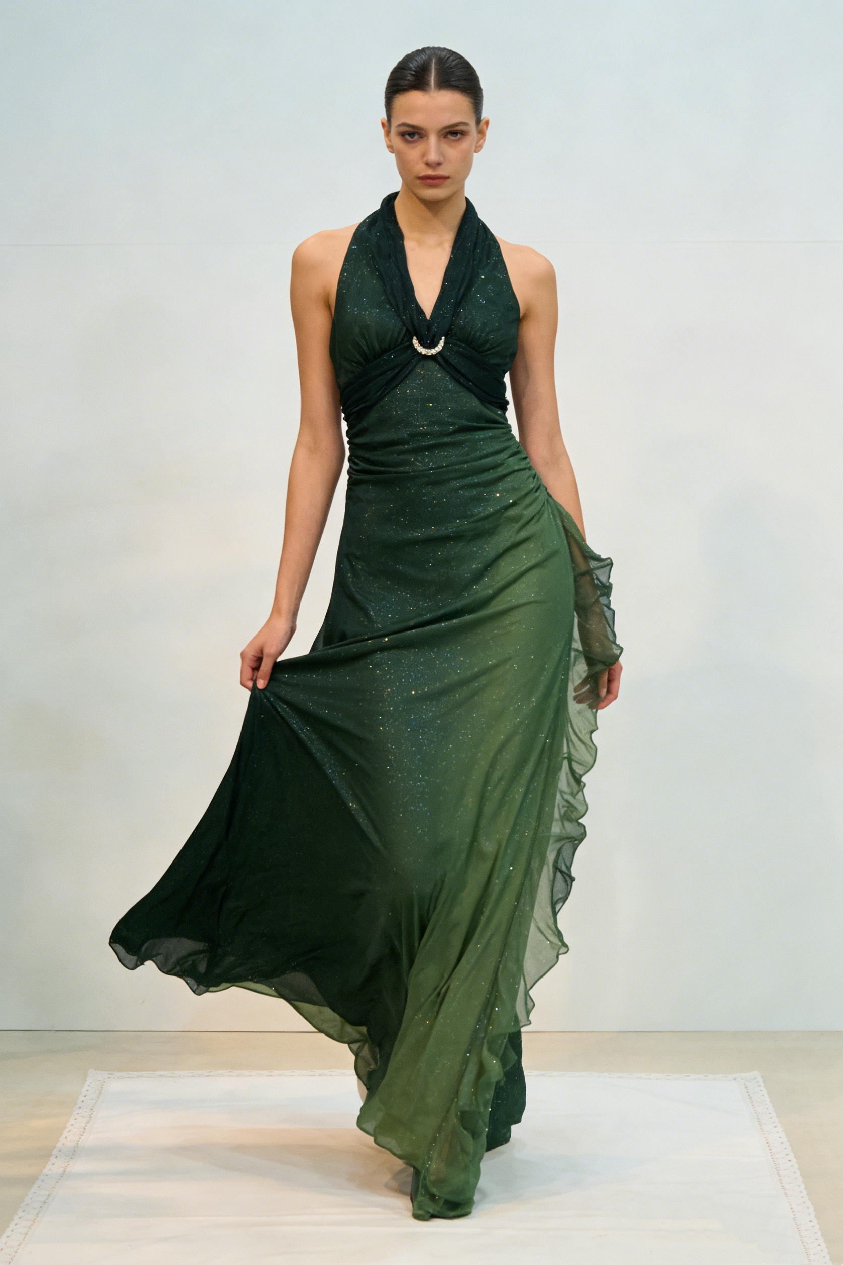 Sexy Halter Ombre Green Chiffon Backless Long Prom Dress Evening Dress formalgowns Sexy Halter Ombre Green Chiffon Backless Long Prom Dress Evening Dress formalgowns