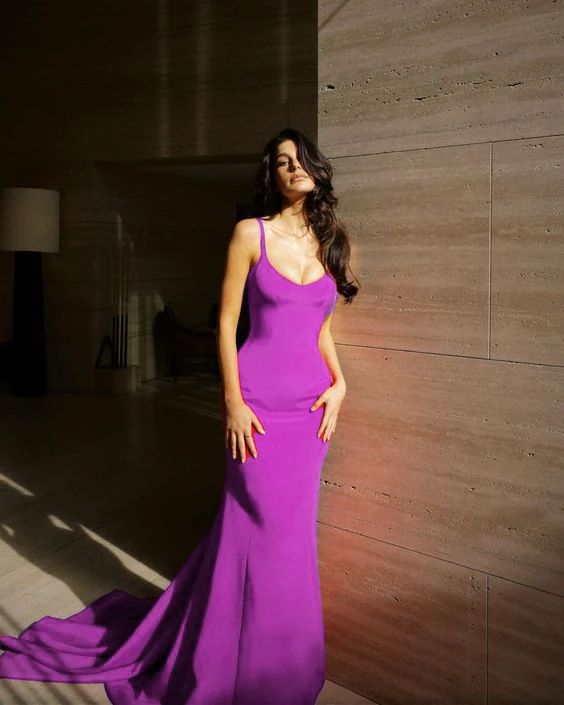 Sexy Mermaid Spaghetti Straps Red Prom Dress Wedding Guest Dresses   fg5028