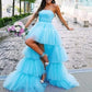 Hot Pink Strapless High Low Formal Gown,Tulle Prom Evening Dresses    fg538