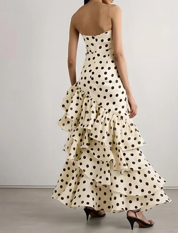 Strapless Polka Dots Dress Fashion Prom Evening Dresses For Women fg62