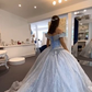 A Line Light Blue Off The Shoulder Quinceanera Dress Ball Gown      fg6547