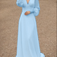 Ivory lace wedding dress, long-sleeve button back long train gown lace & chiffon Wedding Dresses     fg6636
