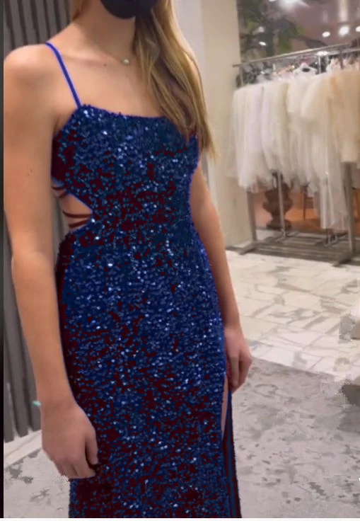 Robe de soirée longue sirène à paillettes et paillettes avec traîne (fg6711)