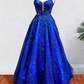 A-line Spaghetti Straps Long/Floor-Length Tulle Prom Dress With Beading Glitter Appliqued       fg6754