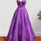 A-line Spaghetti Straps Long/Floor-Length Tulle Prom Dress With Beading Glitter Appliqued       fg6754