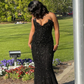 Black Strapless Mermaid Long Prom Dress Evening Gown        fg6763