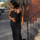 Black Strapless Mermaid Long Prom Dress Evening Gown        fg6763