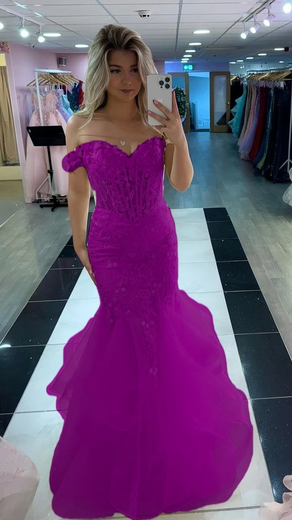 Yellow Mermaid Lace Evening Prom Dress, Long Party Formal Dresses      fg7181