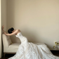 Robe de mariée élégante et luxueuse en dentelle pour femme, tenue de princesse sexy fendue sur le côté, fg7317