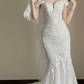 Robe de mariée élégante et luxueuse en dentelle pour femme, tenue de princesse sexy fendue sur le côté, fg7317