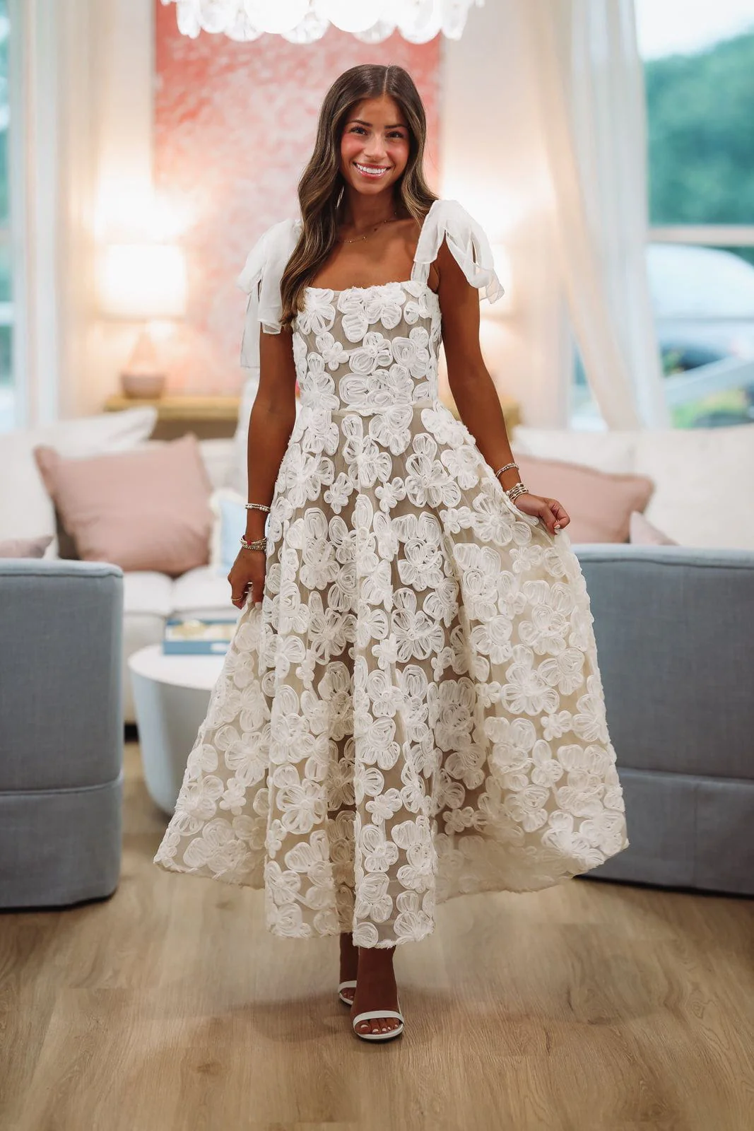 A-Linie weißes Ballkleid, Abendpartykleid für Frauen fg7445