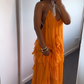 Sexy Orange Dress Long Evening Party Gowns   fg7448