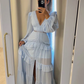 Blue Chiffon Long Prom Dresses Sexy Evening Dress fg7574