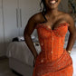 Orange Mermaid Long Prom Dress Evening Party Dresses fg7649