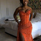Orange Mermaid Long Prom Dress Evening Party Dresses fg7649